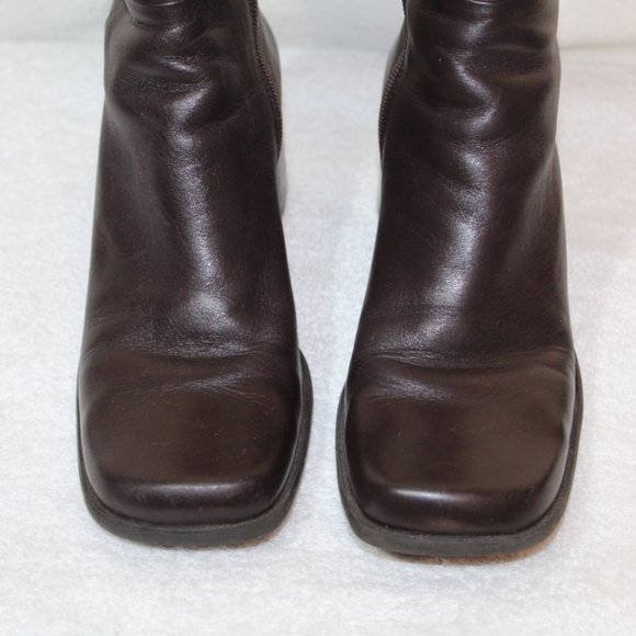 Vtg Enzo Angiolini womens boot size 8.5 brown leather chunky heel square toe 90s - Picture 3 of 12